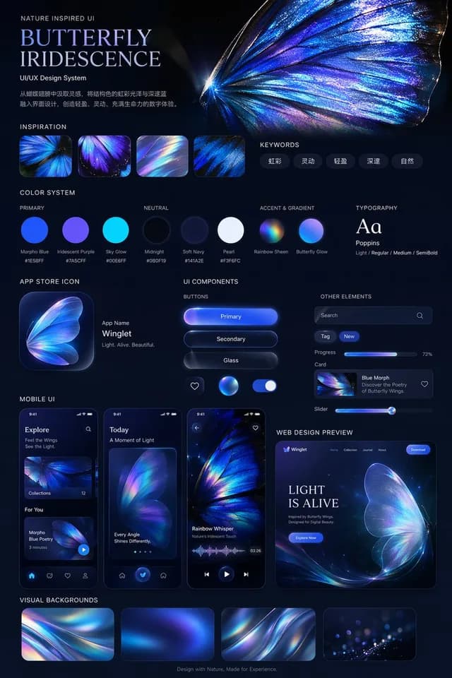 彩虹蝴蝶UI/UX设计系统 preview image 1