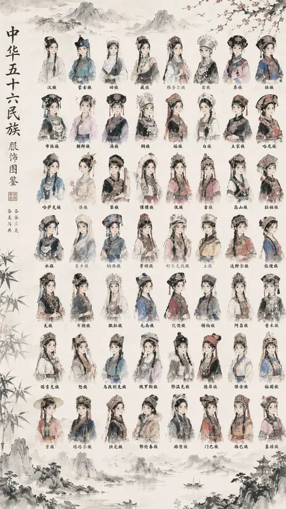 中国56个民族服饰图 preview image 1