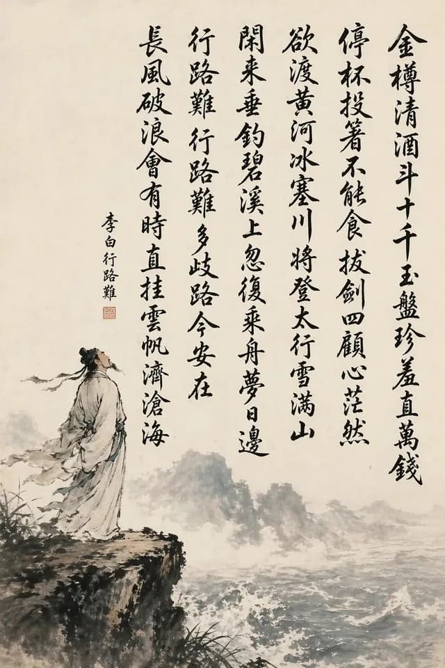 Chinese Calligraphy Poem Landscape preview image 1