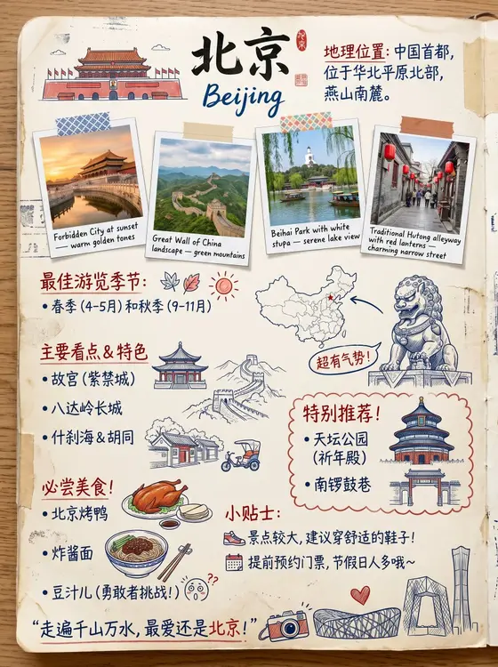 复古北京旅游剪贴簿海报 preview image 1