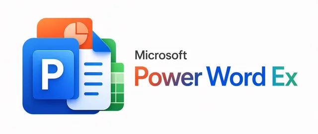 微软 PowerWordEx 徽标样机 preview image 1
