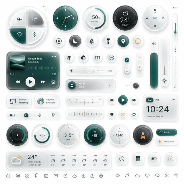 Glassmorphism 智能 UI 套件 preview image 1