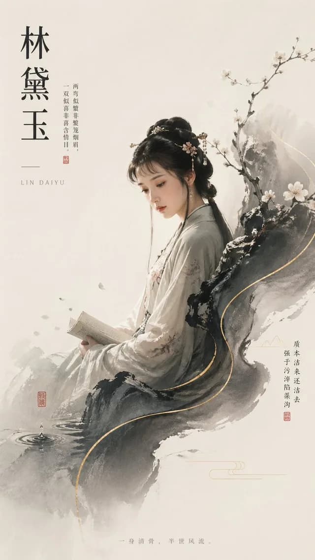 林黛玉水墨海报 preview image 1