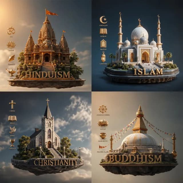 四大宗教立体模型信息图 preview image 1