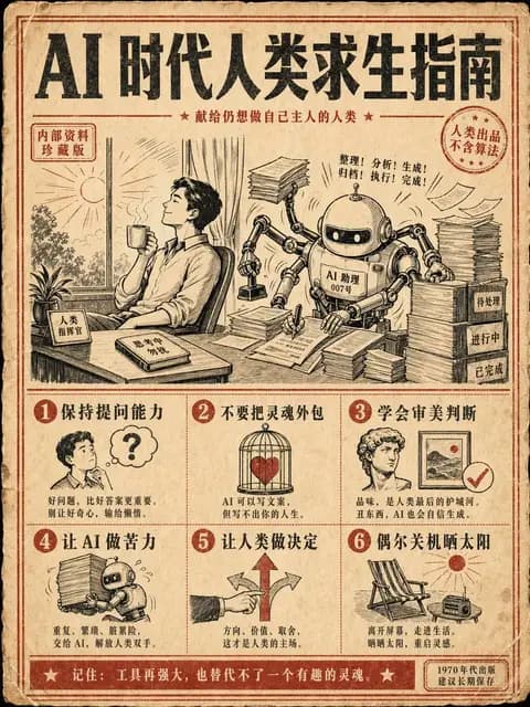 复古AI生存指南海报 preview image 1