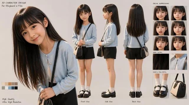 3D女学生角色设计表 preview image 1
