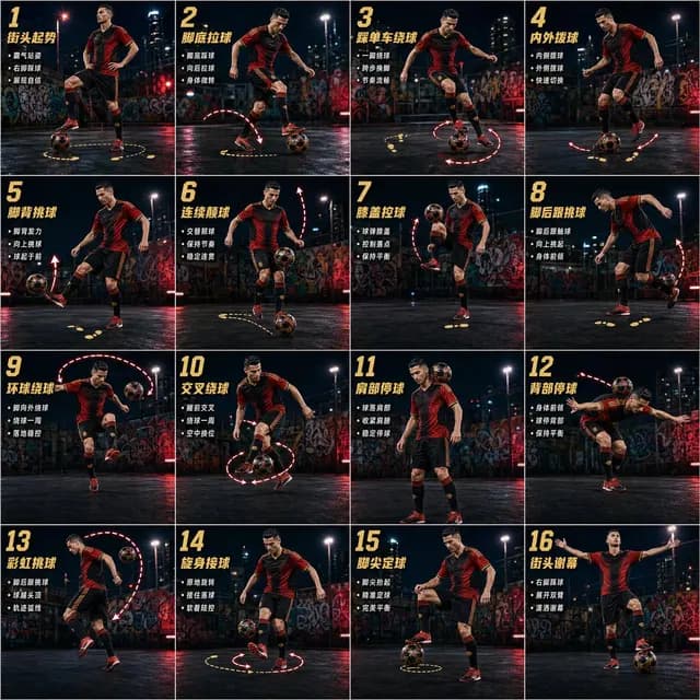 花式足球16步动作海报 preview image 1