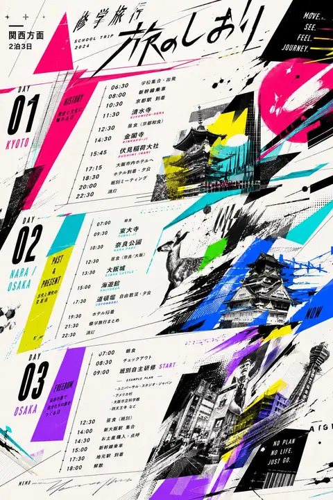图形修学旅行时间表海报 preview image 1