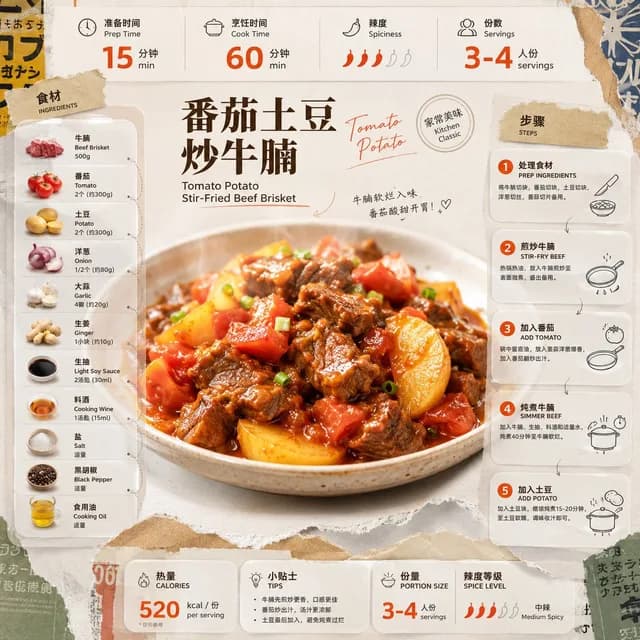 番茄土豆牛肉食谱信息图 preview image 1