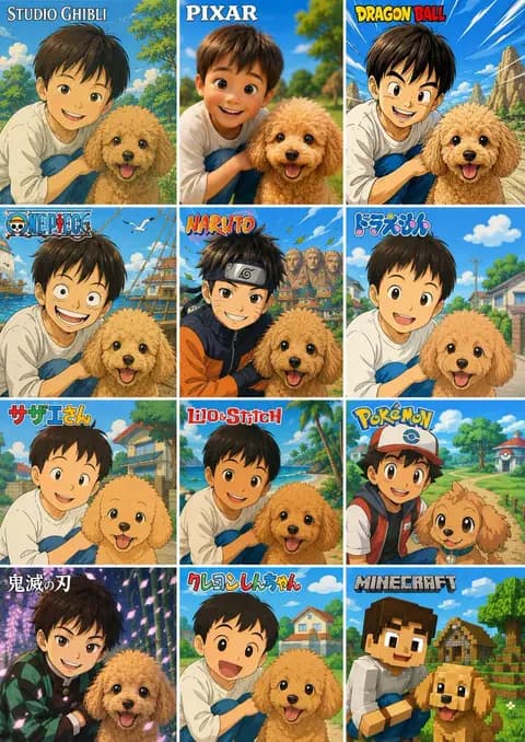 12-Style Anime Photo Collage preview image 1