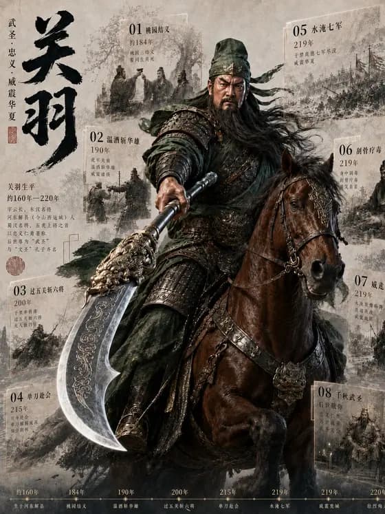 关羽历史信息图海报 preview image 1
