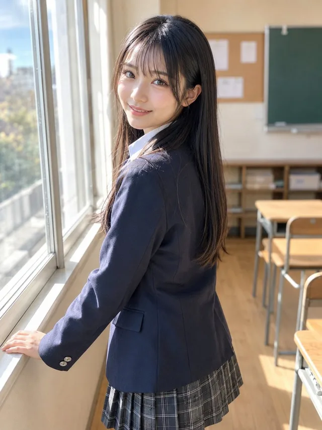 教室窗口匿名女学生 preview image 1
