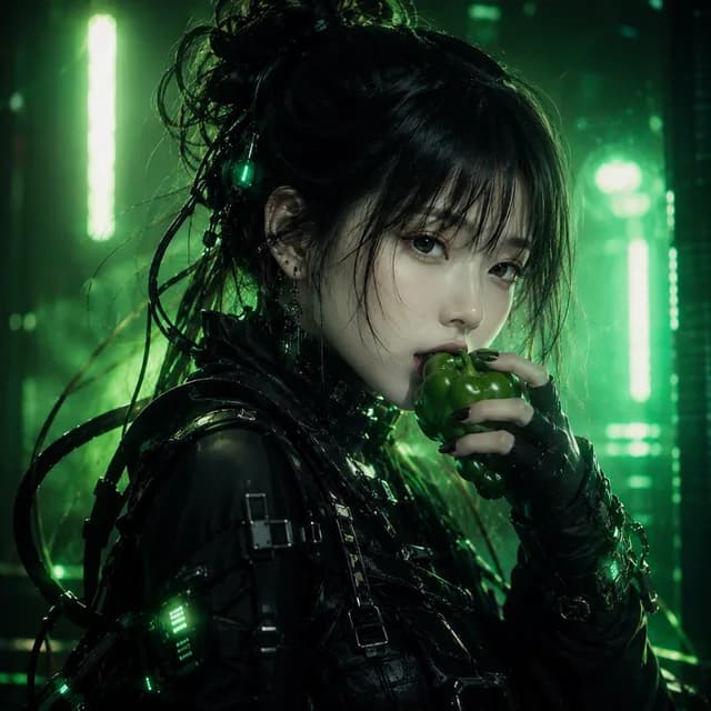 赛博朋克女人吃甜椒 preview image 1