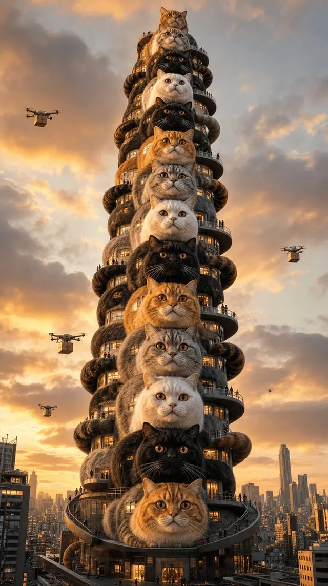 超现实的东京猫摩天大楼 preview image 1