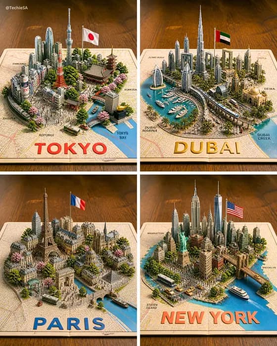 四张 3D 微型城市地图 preview image 1