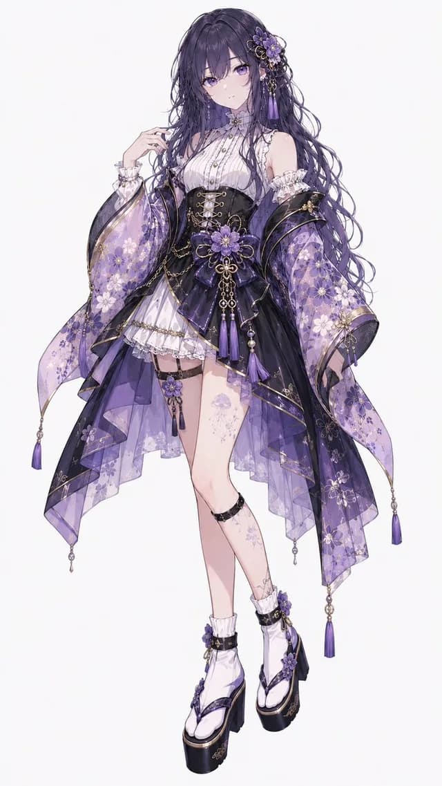 紫色碎花佤族-摩登偶像连衣裙 preview image 1