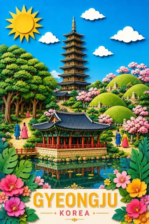 韩国庆州剪纸旅游海报 preview image 1