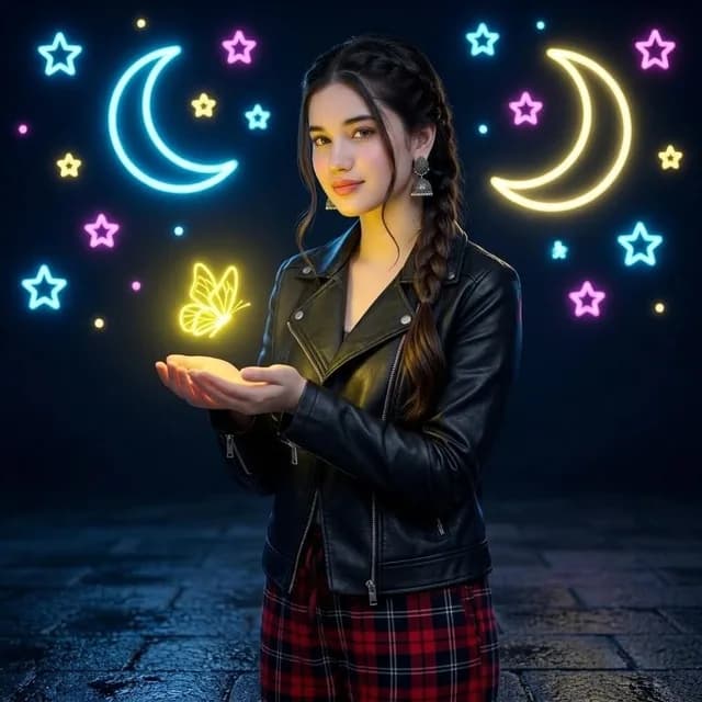 霓虹蝴蝶夜间肖像 preview image 1