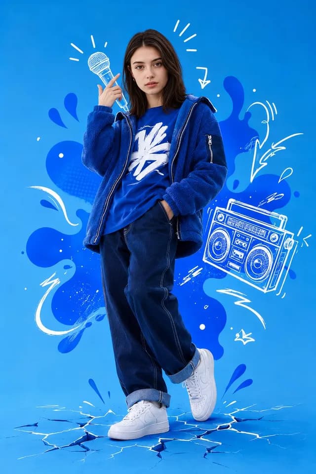 混合媒体街头艺术肖像 preview image 1