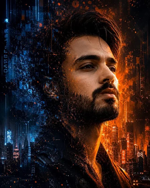 Futuristic Cyberpunk Side Profile Portrait preview image 1