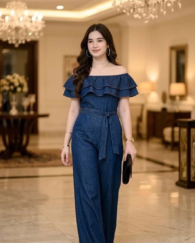 Elegant Denim Jumpsuit Hotel Portrait preview image 1