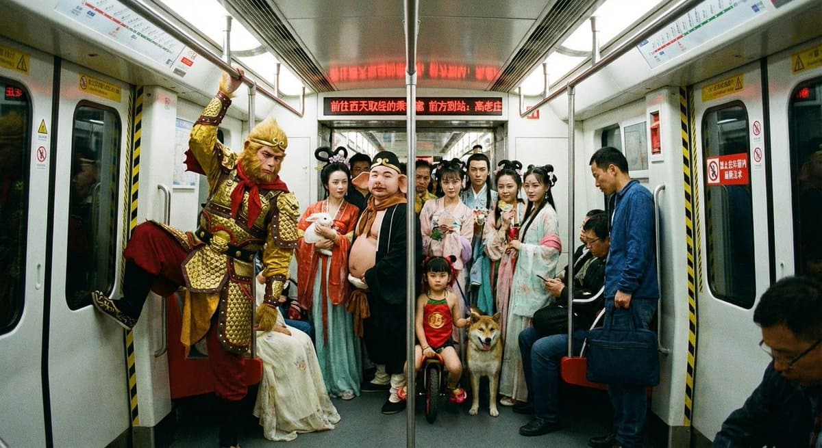 Journey to the West Characters Riding the Subway