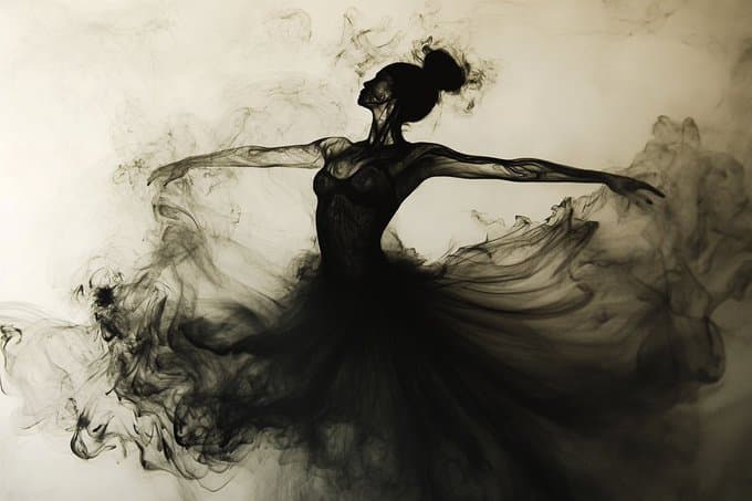 Ink style creates a dreamlike, poetic atmosphere.