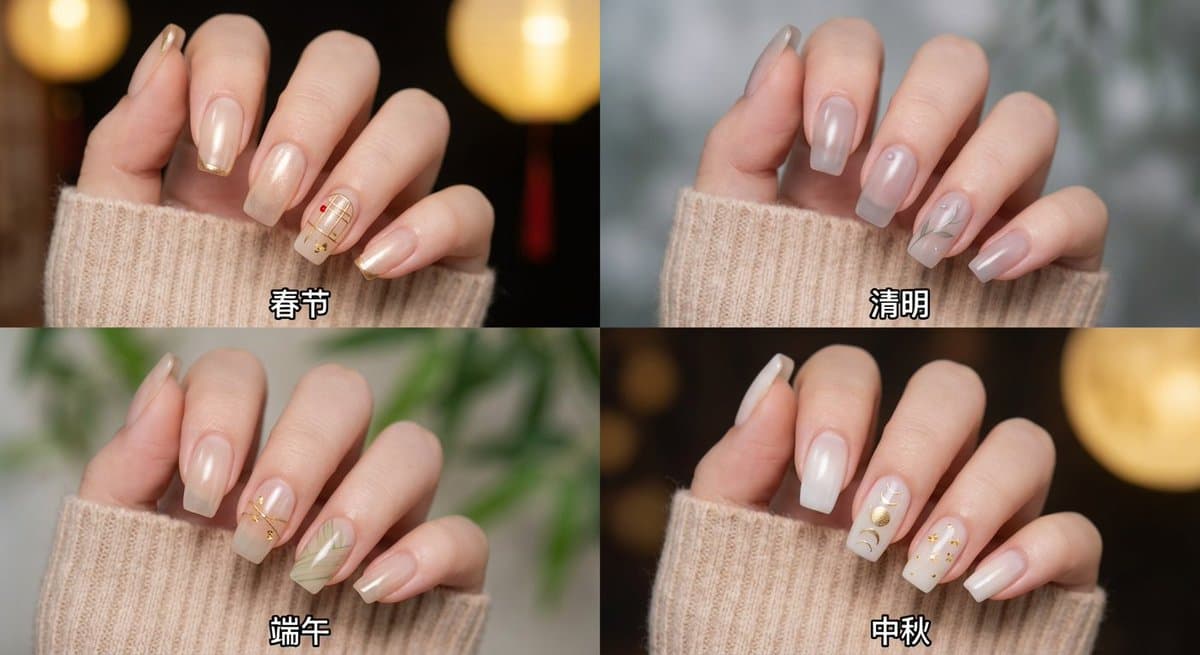 Four Major Chinese Festival Nail Art Grid