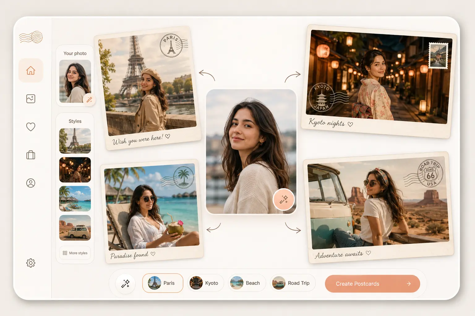 Personalisierte Reise-Postkarten Beispiel mit Nano Banana 2 Lite API